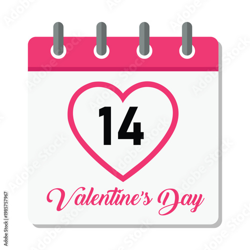 Valentine's Day Calendar: A charming calendar page marked with a heart, highlighting the 14th as Valentine's Day.
