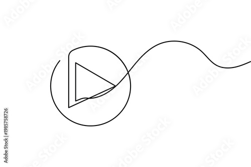 Minimalist multimedia icon continuous line illustration for video streaming