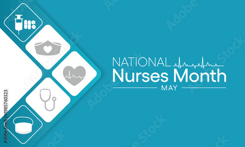 National Nurses month is observed every year from in May, to mark the contributions that nurses make to society. Vector illustration.