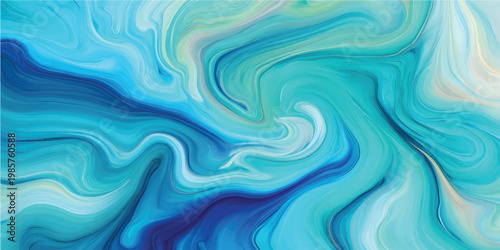 Elegant blue ocean fluid marble texture abstract background with smooth waves