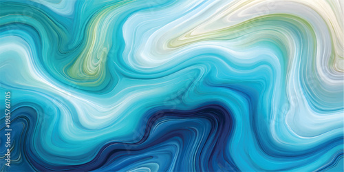 PLuxury blue turquoise fluid marble waves abstract background with soft gold accentsrint