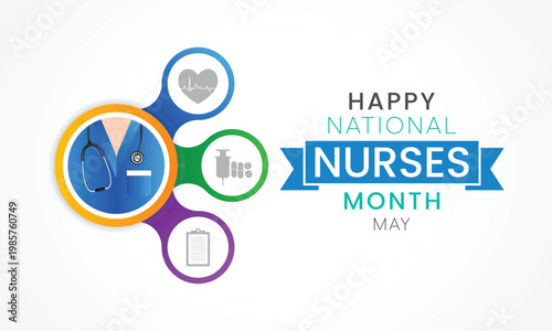 National Nurses month is observed every year from in May, to mark the contributions that nurses make to society. Vector illustration.