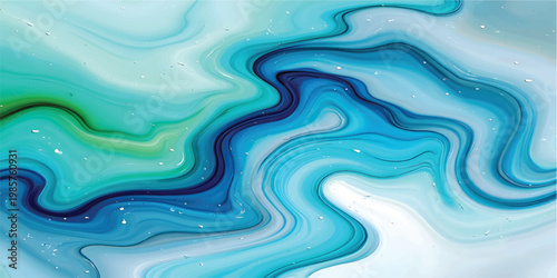 Teal Marble Effect with Swirling White Patterns. Abstract design for creative backgrounds, artistic wallpaper, and fluid art concept