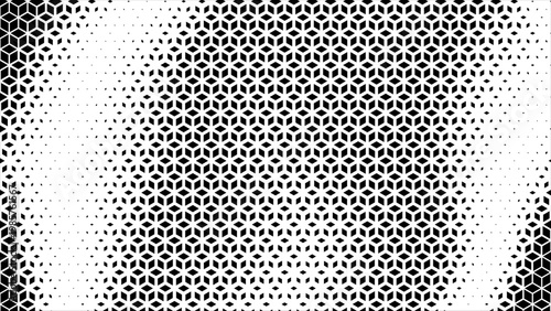 Hexagon cubic halftone Effect Business Background. Geometric tiles pattern diamond grid on white background. Seamless disappearing pattern. Hipster fashion Design. Sports T shirt Triangle pattern