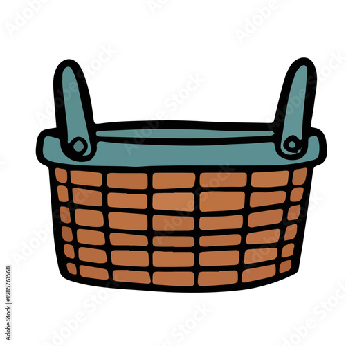 Hand drawn wicker basket illustration isolated on white
