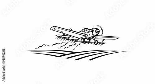 Crop duster sprays fields with a stylized, graphic approach