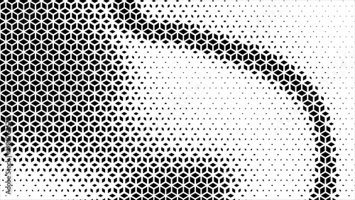 Hexagon cubic halftone Effect Business Background. Geometric tiles pattern diamond grid on white background. Seamless disappearing pattern. Hipster fashion Design. T shirt Triangle pattern