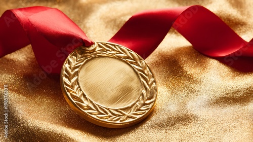 Gold Winner Medal with Red Ribbon / 赤いリボンの金メダル