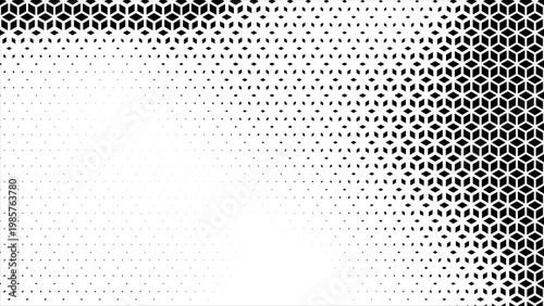 Hexagon cubic halftone Effect Business Background. Geometric tiles pattern diamond grid on white background. Seamless fade out hipster fashion Design pattern. T shirt Triangle pattern