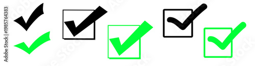 banner green and black Check mark icons set. Check marks symbol collection. Simple check mark. Quality sign icon vector graphic 