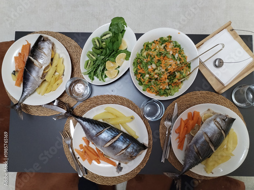 Oven-roasted Sarda sarda fish