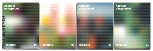 Four vertical book covers with abstract gradient designs and minimalist typography