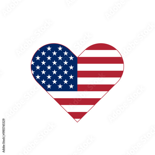 Heart-shaped American flag symbol representing love and patriotism for the USA