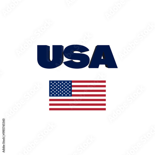 Bold 3D USA text above the American flag on a clean white background