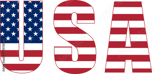 Bold USA letters with American flag design and red stripes