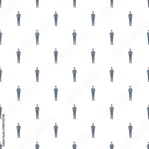 Flat cartoon men forming a seamless pattern on a white background