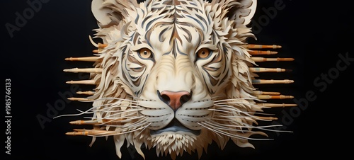 liger shaped matchstick carving,generative AI