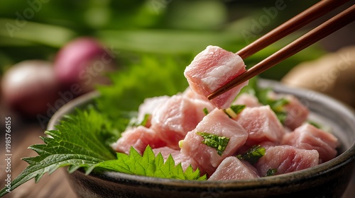 Picking Up Fresh Sashimi with Chopsticks / 箸で新鮮な刺身を持ち上げる