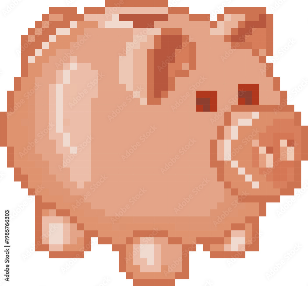 Naklejka premium Piggy Bank Saving Pixel Art