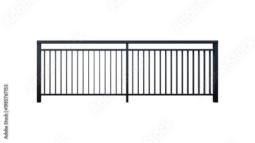Bild auf Leinwand Modern dark grey metal railing with vertical bars for outdoor balcony or deck safety and architectural design