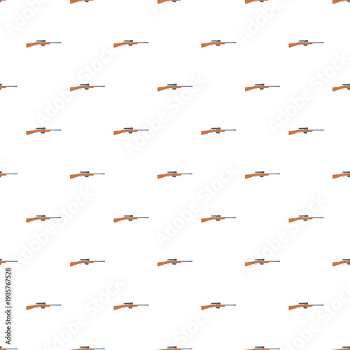 Sniper rifle weapon gun with scope creating a repeating pattern on white