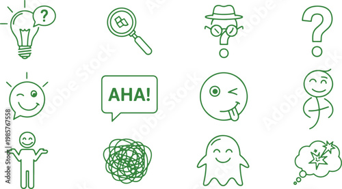 Illustrations depicting various stages of creativity and epiphany