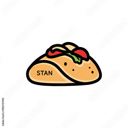 Minimalist Taco Vector Illustration with Stan Text on Shell