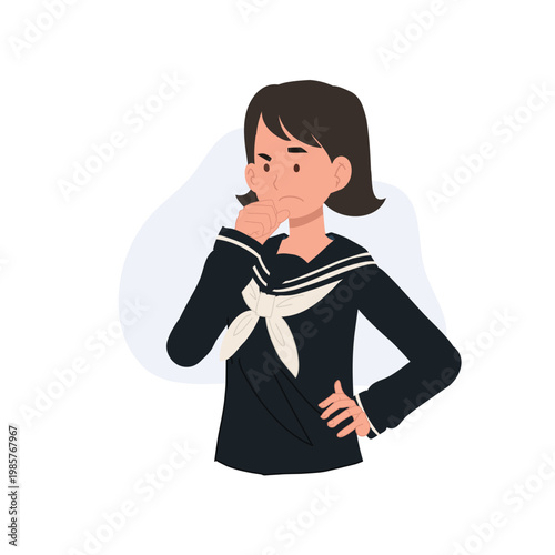 a school girl looking confused and thinking expressing uncertainty and emotional state ideal for learning materials presentations and psychology topics