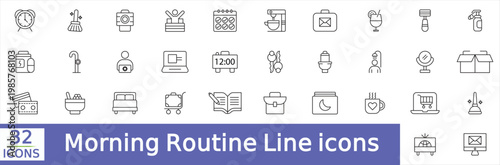 Morning Routine Daily Habits Rituals Icon Collection