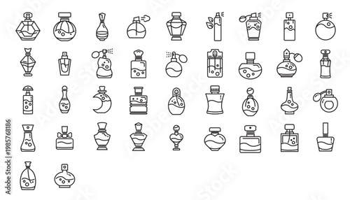 Spray Perfume  bottles outline icons