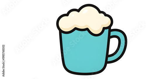 coffee, mug, hot, beverage, cartoon, drink, cup, foam, cream, chocolate, cappuccino, sweet, warm, cafe, cozy, steam, illustration