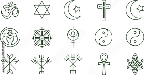 Collection of ancient and mystical religious and spiritual symbols from various cultures