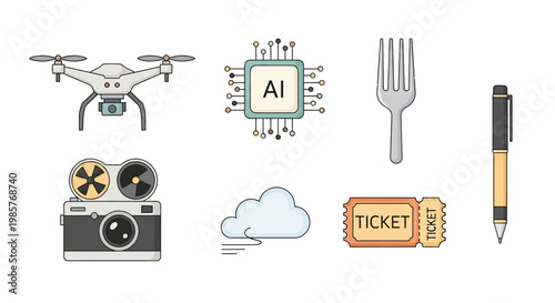 Drone Camera AI Ticket Pen Fork.