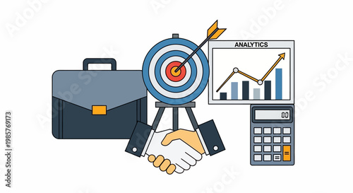 Business success concept with strategic partnership and financial analytics.