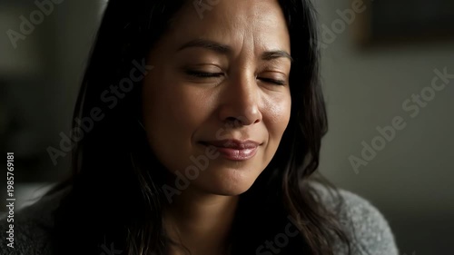Womans portrait in natural light emotional expression and soft focus