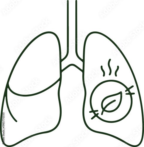 Diagram of the human lungs highlighting a section with an infection or inflammation