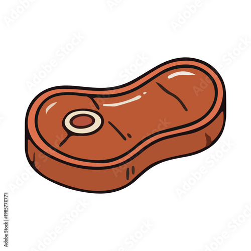 Raw Beef Steak Bone-in Vector Illustration Isolated