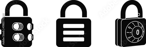combination lock icon silhouette on white background