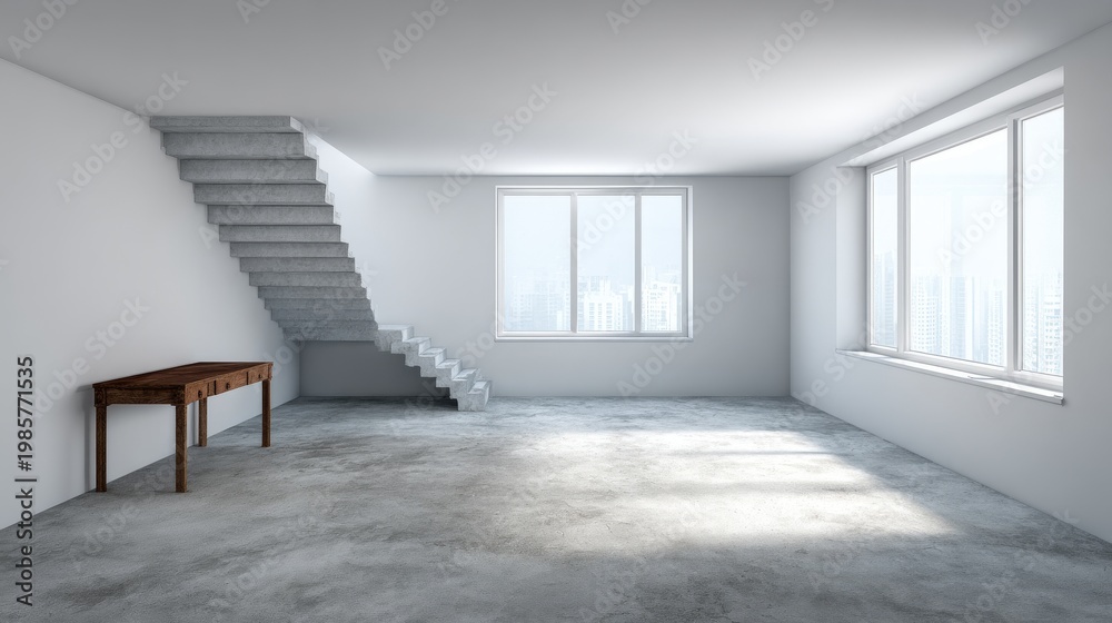 Fototapeta premium A spacious white interior designed for morning ambiance