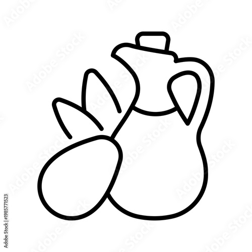 Argan oil icon. Beauty and skincare line symbol. Black and white.