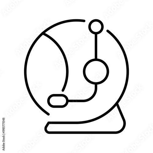 Astronaut helmet icon. Science and space exploration line symbol. Black and white.
