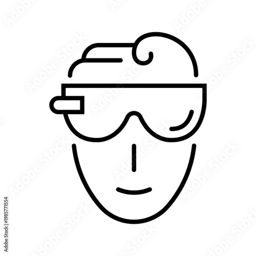 Augmented reality glasses icon. Technology and augmented reality line symbol. Black and white.