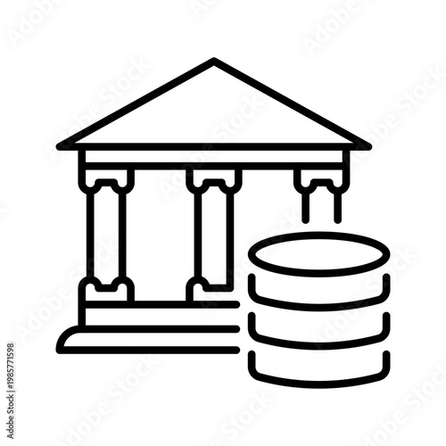 Bank contribution icon. Business and banking line symbol. Black and white.
