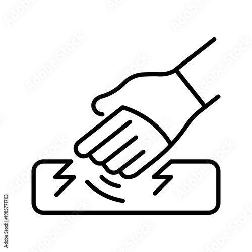 Board breaking icon. Sports and martial arts line symbol. Black and white.