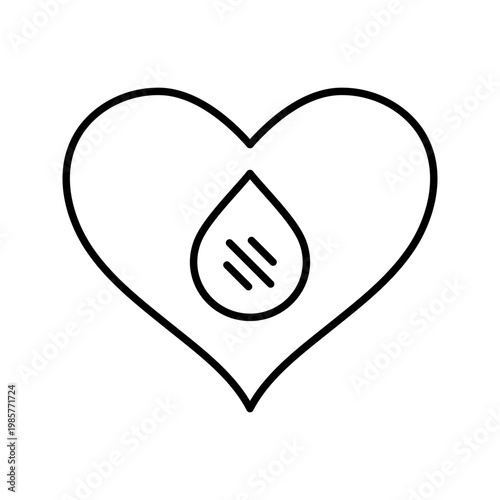Blood donation icon. Healthcare and blood donation line symbol. Black and white.