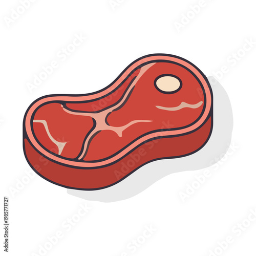 Raw Meat Cut Beef Steak Vector Illustration Isolated on White