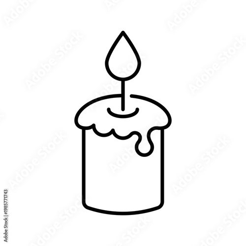 Candle flame icon. Lifestyle and home decor line symbol. Black and white.