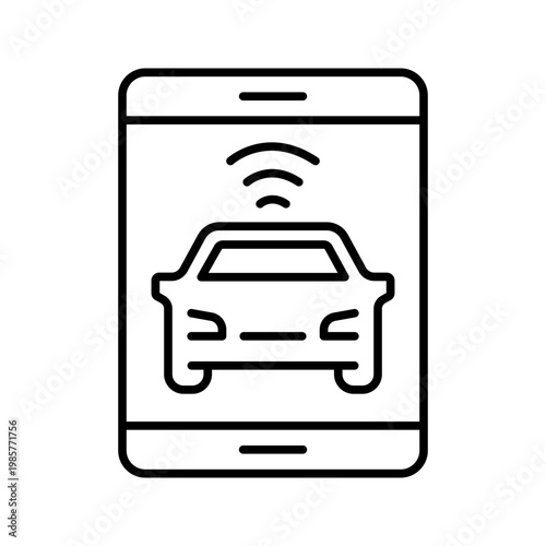 Car autopilot icon. Transport and autonomous driving line symbol. Black and white.