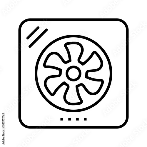 Car cooling fan icon. Transport and auto repair line symbol. Black and white.