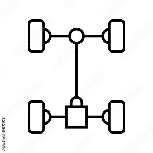 Car suspension icon. Industry and auto repair line symbol. Black and white.